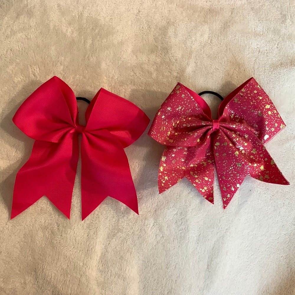 Pink cheer bows